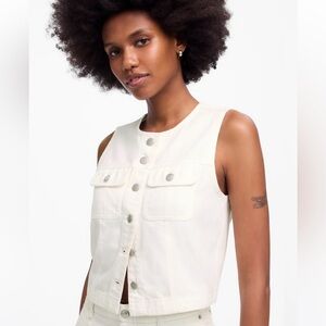 Madewell white cropped denim vest size SM new